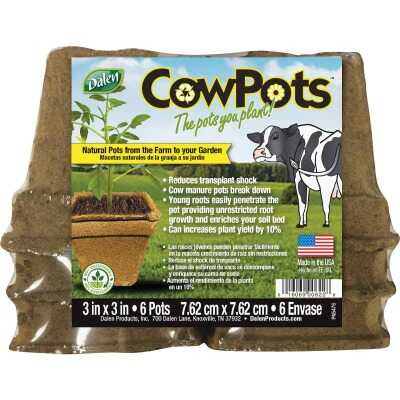 Dalen CowPots 3 In. W. x 3 In. L. Square Cow Manure Grow Pot (6-Pack)